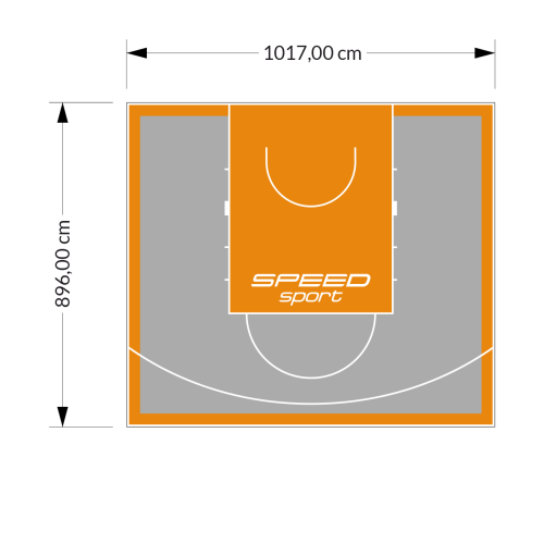 91M2/896X1017CM SZARO-POMARAŃCZOWE BOISKO DO KOSZYKÓWKI SPEEDSPORT HEXA POWER PRO