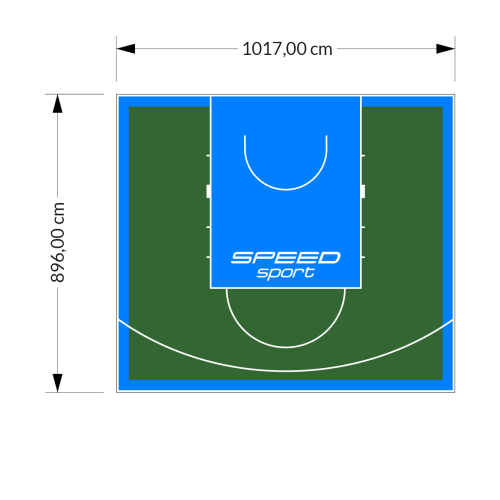 91M2/896X1017CM ZIELONO-BŁĘKITNE BOISKO DO KOSZYKÓWKI SPEEDSPORT HEXA POWER PRO