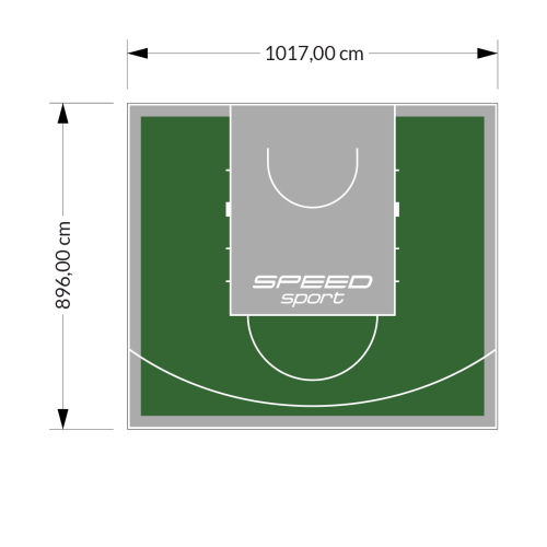 91M2/896X1017CM ZIELONO-SZARE BOISKO DO KOSZYKÓWKI SPEEDSPORT HEXA POWER PRO
