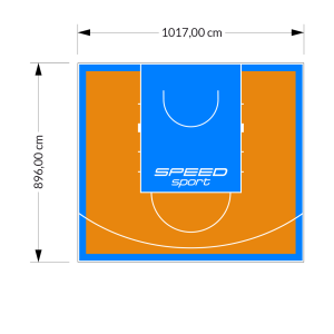 91M2/896X1017CM POMARAŃCZOWO-BŁĘKITNE BOISKO DO KOSZYKÓWKI SPEEDSPORT HEXA POWER PRO
