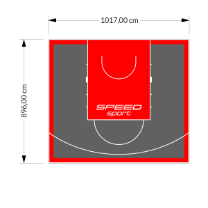 91M2/896X1017CM GRAFITOWO-CZERWONE BOISKO DO KOSZYKÓWKI SPEEDSPORT HEXA POWER PRO