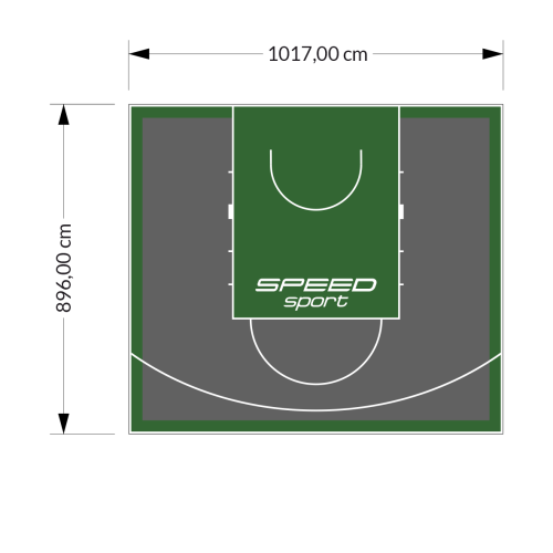 91M2/896X1017CM GRAFITOWO-ZIELONE BOISKO DO KOSZYKÓWKI SPEEDSPORT HEXA POWER PRO