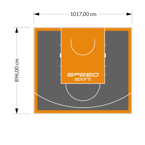 91M2/896X1017CM GRAFITOWO-POMARAŃCZOWE BOISKO DO KOSZYKÓWKI SPEEDSPORT HEXA POWER PRO