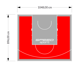94M2/896X1048CM CZERWONO-SZARE BOISKO DO KOSZYKÓWKI SPEEDSPORT HEXA POWER PRO