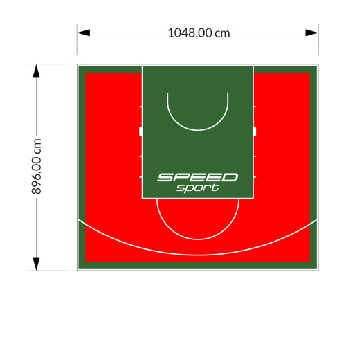 94M2/896X1048CM CZERWONO-ZIELONE BOISKO DO KOSZYKÓWKI SPEEDSPORT HEXA POWER PRO