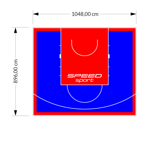 94M2/896X1048CM NIEBIESKO-CZERWONE BOISKO DO KOSZYKÓWKI SPEEDSPORT HEXA POWER PRO