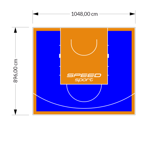 94M2/896X1048CM NIEBIESKO-POMARAŃCZOWE BOISKO DO KOSZYKÓWKI SPEEDSPORT HEXA POWER PRO