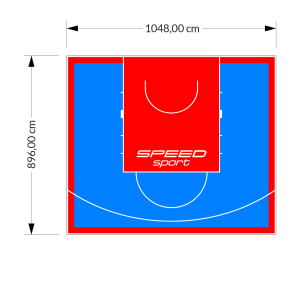 94M2/896X1048CM BŁĘKITNO-CZERWONE BOISKO DO KOSZYKÓWKI SPEEDSPORT HEXA POWER PRO