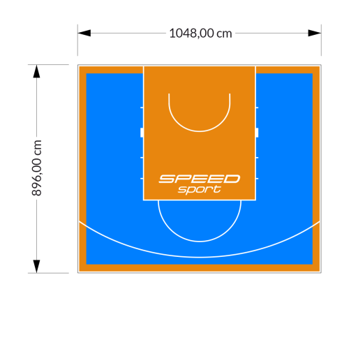 94M2/896X1048CM BŁĘKITNO-POMARAŃCZOWE BOISKO DO KOSZYKÓWKI SPEEDSPORT HEXA POWER PRO