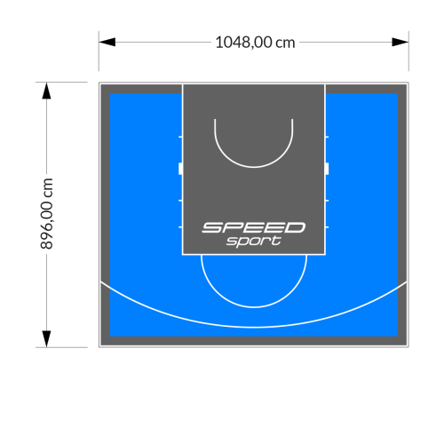 94M2/896X1048CM BŁĘKITNO-GRAFITOWE BOISKO DO KOSZYKÓWKI SPEEDSPORT HEXA POWER PRO