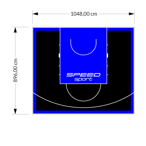 94M2/896X1048CM CZARNO-NIEBIESKIE BOISKO DO KOSZYKÓWKI SPEEDSPORT HEXA POWER PRO