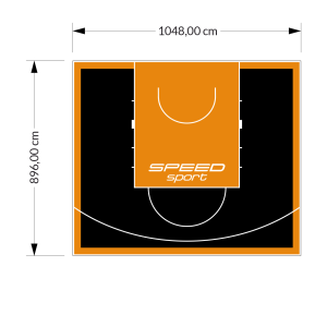 94M2/896X1048CM CZARNO-POMARAŃCZOWE BOISKO DO KOSZYKÓWKI SPEEDSPORT HEXA POWER PRO