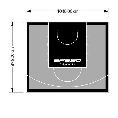 94M2/896X1048CM SZARO-CZARNE BOISKO DO KOSZYKÓWKI SPEEDSPORT HEXA POWER PRO