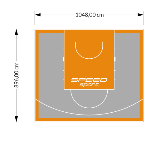 94M2/896X1048CM SZARO-POMARAŃCZOWE BOISKO DO KOSZYKÓWKI SPEEDSPORT HEXA POWER PRO