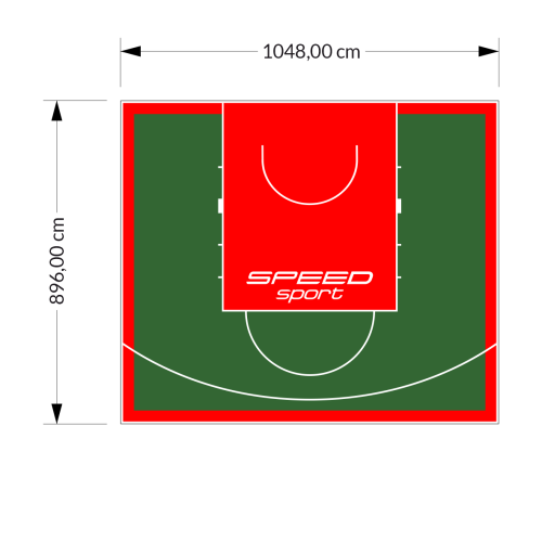 94M2/896X1048CM ZIELONO-CZERWONE BOISKO DO KOSZYKÓWKI SPEEDSPORT HEXA POWER PRO