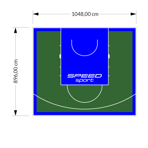94M2/896X1048CM ZIELONO-NIEBIESKIE BOISKO DO KOSZYKÓWKI SPEEDSPORT HEXA POWER PRO
