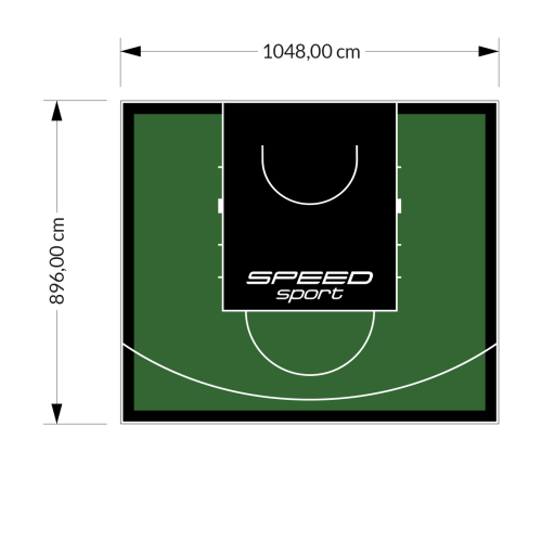 94M2/896X1048CM ZIELONO-CZARNE BOISKO DO KOSZYKÓWKI SPEEDSPORT HEXA POWER PRO