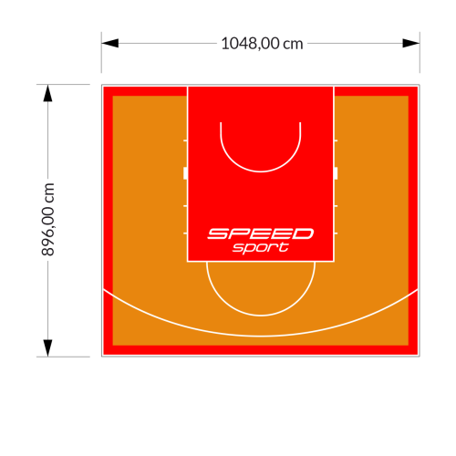 94M2/896X1048CM POMARAŃCZOWO-CZERWONE BOISKO DO KOSZYKÓWKI SPEEDSPORT HEXA POWER PRO