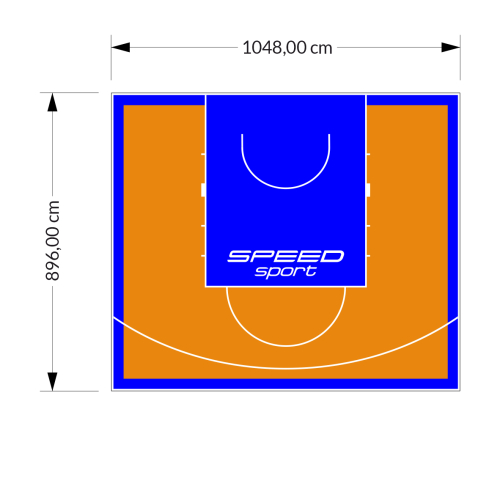 94M2/896X1048CM POMARAŃCZOWO-NIEBIESKIE BOISKO DO KOSZYKÓWKI SPEEDSPORT HEXA POWER PRO