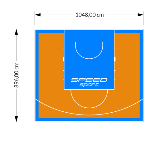 94M2/896X1048CM POMARAŃCZOWO-BŁĘKITNE BOISKO DO KOSZYKÓWKI SPEEDSPORT HEXA POWER PRO