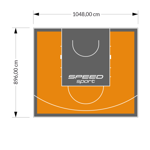 94M2/896X1048CM POMARAŃCZOWO-GRAFITOWE BOISKO DO KOSZYKÓWKI SPEEDSPORT HEXA POWER PRO