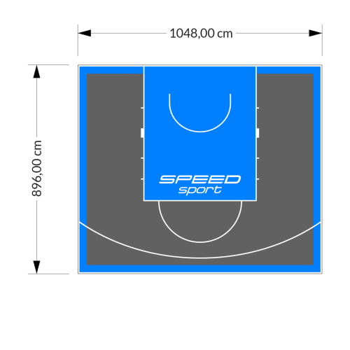 94M2/896X1048CM GRAFITOWO-BŁĘKITNE BOISKO DO KOSZYKÓWKI SPEEDSPORT HEXA POWER PRO