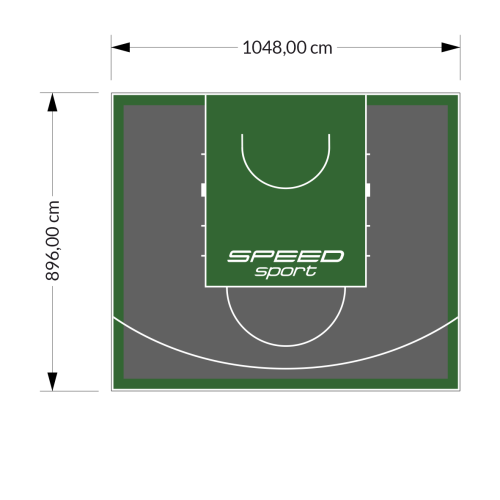 94M2/896X1048CM GRAFITOWO-ZIELONE BOISKO DO KOSZYKÓWKI SPEEDSPORT HEXA POWER PRO