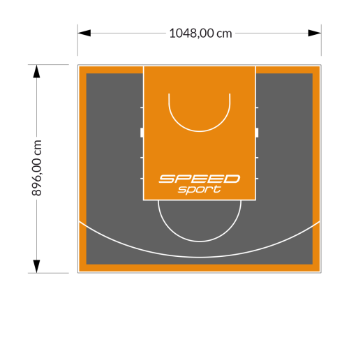94M2/896X1048CM GRAFITOWO-POMARAŃCZOWE BOISKO DO KOSZYKÓWKI SPEEDSPORT HEXA POWER PRO