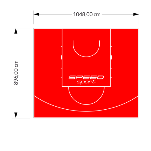 94M2/896X1048CM CZERWONE BOISKO DO KOSZYKÓWKI SPEEDSPORT HEXA POWER PRO