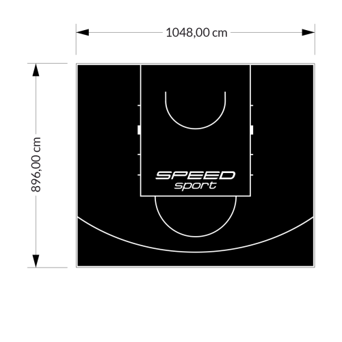 94M2/896X1048CM CZARNE BOISKO DO KOSZYKÓWKI SPEEDSPORT HEXA POWER PRO