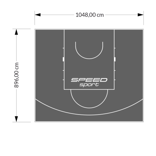 94M2/896X1048CM GRAFITOWE BOISKO DO KOSZYKÓWKI SPEEDSPORT HEXA POWER PRO