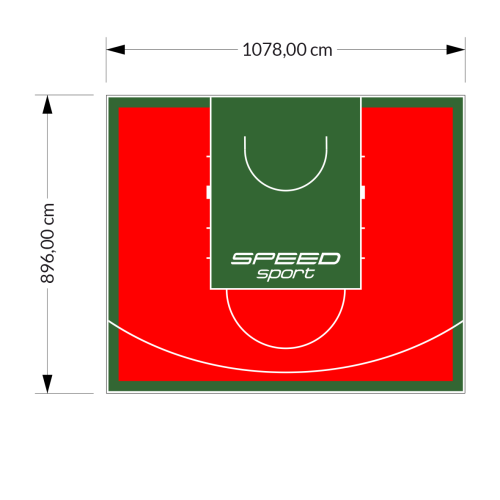 97M2/896X1078CM CZERWONO-ZIELONE BOISKO DO KOSZYKÓWKI SPEEDSPORT HEXA POWER PRO