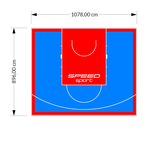97M2/896X1078CM BŁĘKITNO-CZERWONE BOISKO DO KOSZYKÓWKI SPEEDSPORT HEXA POWER PRO