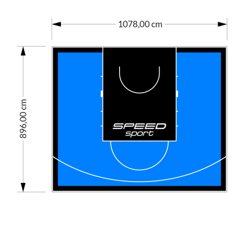 97M2/896X1078CM BŁĘKITNO-CZARNE BOISKO DO KOSZYKÓWKI SPEEDSPORT HEXA POWER PRO
