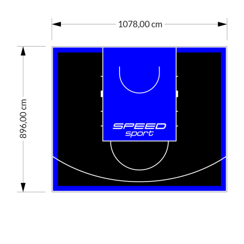 97M2/896X1078CM CZARNO-NIEBIESKIE BOISKO DO KOSZYKÓWKI SPEEDSPORT HEXA POWER PRO