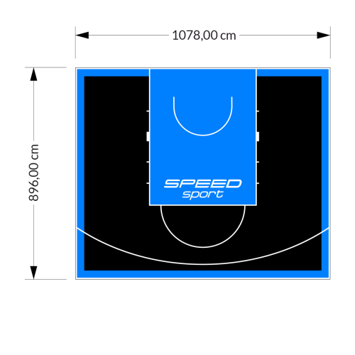 97M2/896X1078CM CZARNO-BŁĘKITNE BOISKO DO KOSZYKÓWKI SPEEDSPORT HEXA POWER PRO