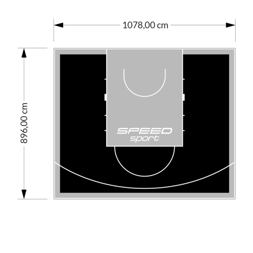 97M2/896X1078CM CZARNO-SZARE BOISKO DO KOSZYKÓWKI SPEEDSPORT HEXA POWER PRO
