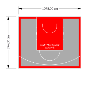 97M2/896X1078CM SZARO-CZERWONE BOISKO DO KOSZYKÓWKI SPEEDSPORT HEXA POWER PRO