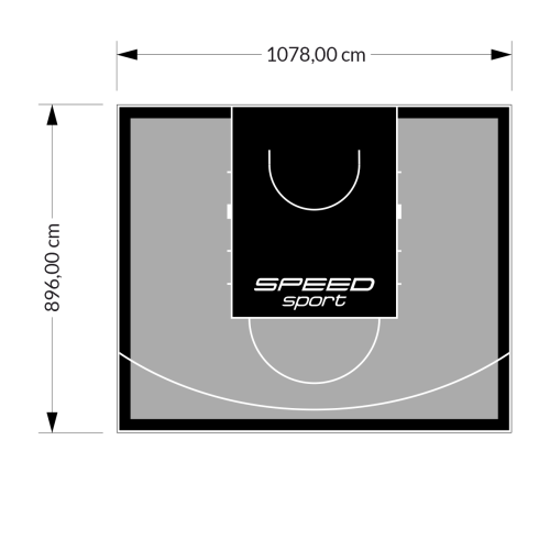 97M2/896X1078CM SZARO-CZARNE BOISKO DO KOSZYKÓWKI SPEEDSPORT HEXA POWER PRO