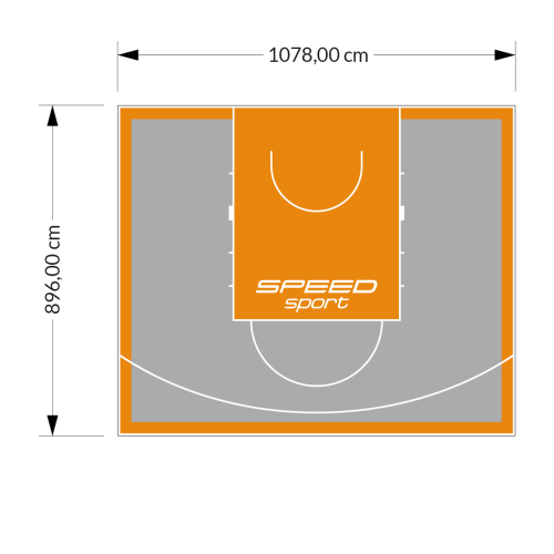 97M2/896X1078CM SZARO-POMARAŃCZOWE BOISKO DO KOSZYKÓWKI SPEEDSPORT HEXA POWER PRO