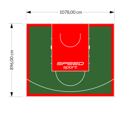 97M2/896X1078CM ZIELONO-CZERWONE BOISKO DO KOSZYKÓWKI SPEEDSPORT HEXA POWER PRO