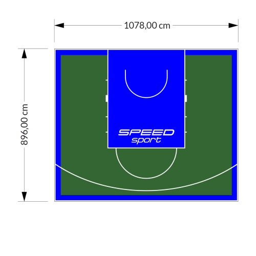 97M2/896X1078CM ZIELONO-NIEBIESKIE BOISKO DO KOSZYKÓWKI SPEEDSPORT HEXA POWER PRO