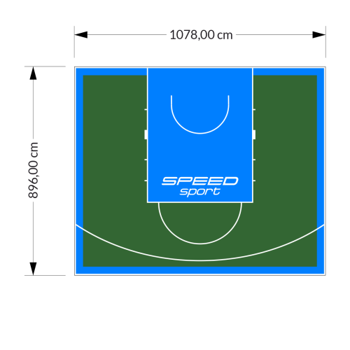 97M2/896X1078CM ZIELONO-BŁĘKITNE BOISKO DO KOSZYKÓWKI SPEEDSPORT HEXA POWER PRO
