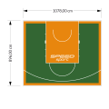 97M2/896X1078CM ZIELONO-POMARAŃCZOWE BOISKO DO KOSZYKÓWKI SPEEDSPORT HEXA POWER PRO