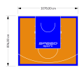 97M2/896X1078CM POMARAŃCZOWO-NIEBIESKIE BOISKO DO KOSZYKÓWKI SPEEDSPORT HEXA POWER PRO
