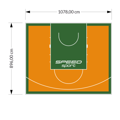 97M2/896X1078CM POMARAŃCZOWO-ZIELONE BOISKO DO KOSZYKÓWKI SPEEDSPORT HEXA POWER PRO