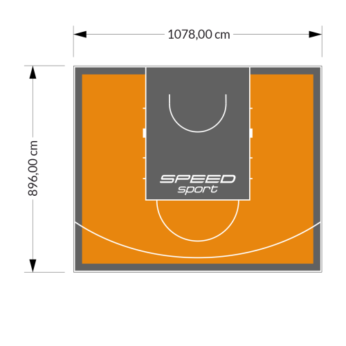 97M2/896X1078CM POMARAŃCZOWO-GRAFITOWE BOISKO DO KOSZYKÓWKI SPEEDSPORT HEXA POWER PRO