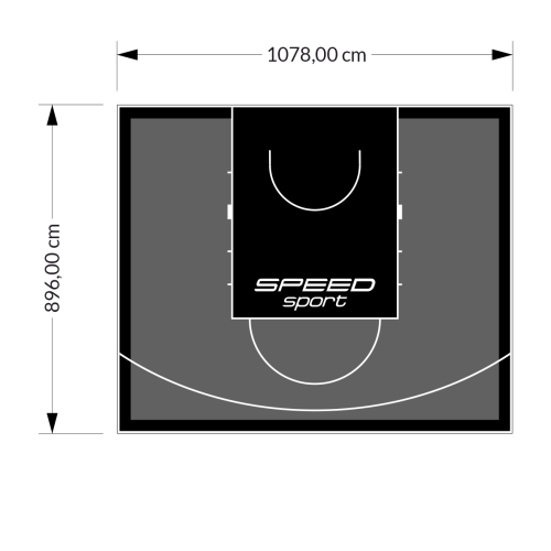 97M2/896X1078CM GRAFITOWO-CZARNE BOISKO DO KOSZYKÓWKI SPEEDSPORT HEXA POWER PRO