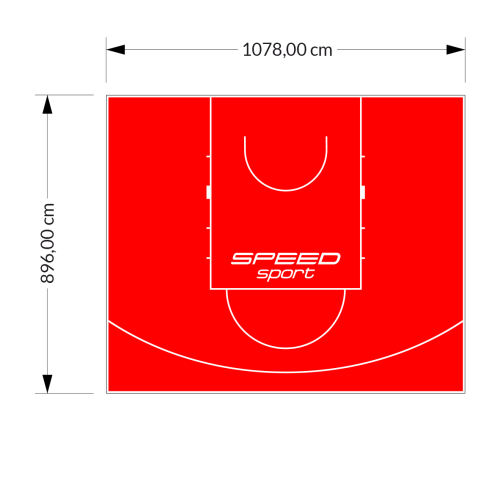 97M2/896X1078CM CZERWONE BOISKO DO KOSZYKÓWKI SPEEDSPORT HEXA POWER PRO