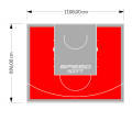 99M2/896X1108CM CZERWONO-SZARE BOISKO DO KOSZYKÓWKI SPEEDSPORT HEXA POWER PRO